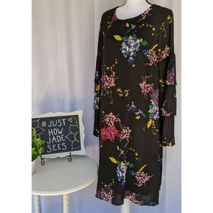 NWT - WORTHINGTON Mirabelle Black Floral Dress
